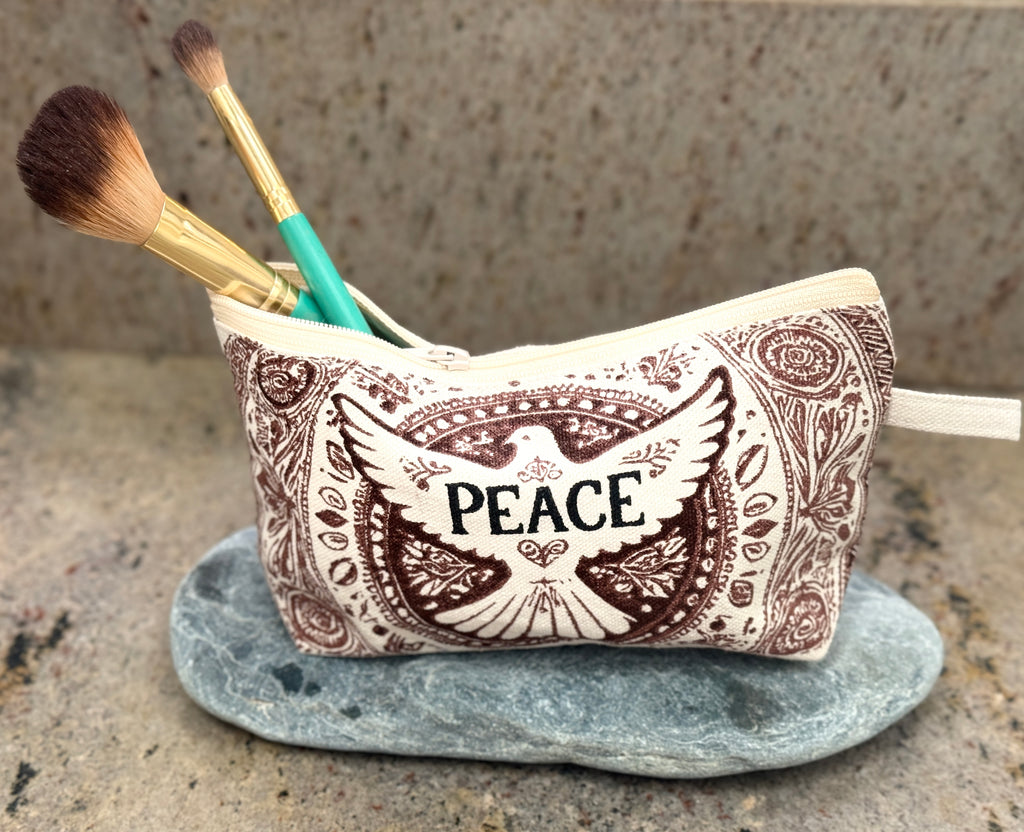 Peace Dove Boho Cosmetic Brush Bag - Handmade by Survivors