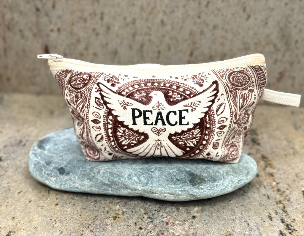 Peace Dove Boho Cosmetic Brush Bag - Handmade by Survivors