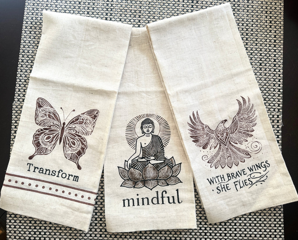 Kitchen Tea Towel -With Brave Wings She Flies Eagle- Handmade by Survivors