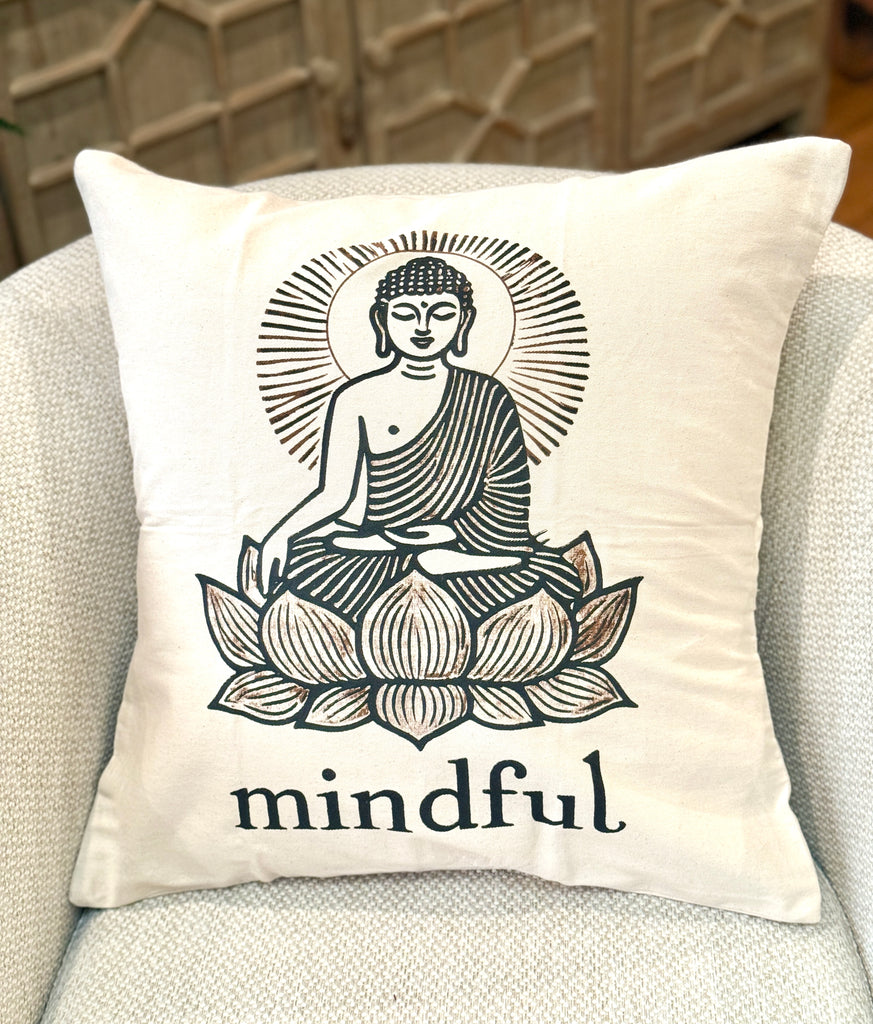 Mindful Buddha Throw Pillow, 20 x 20 - Handmade by Survivors