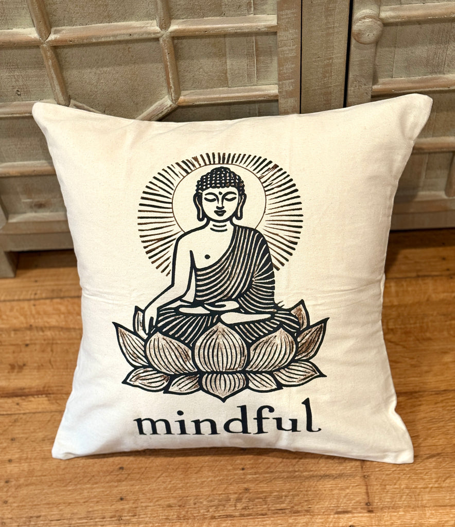 Mindful Buddha Throw Pillow, 20 x 20 - Handmade by Survivors