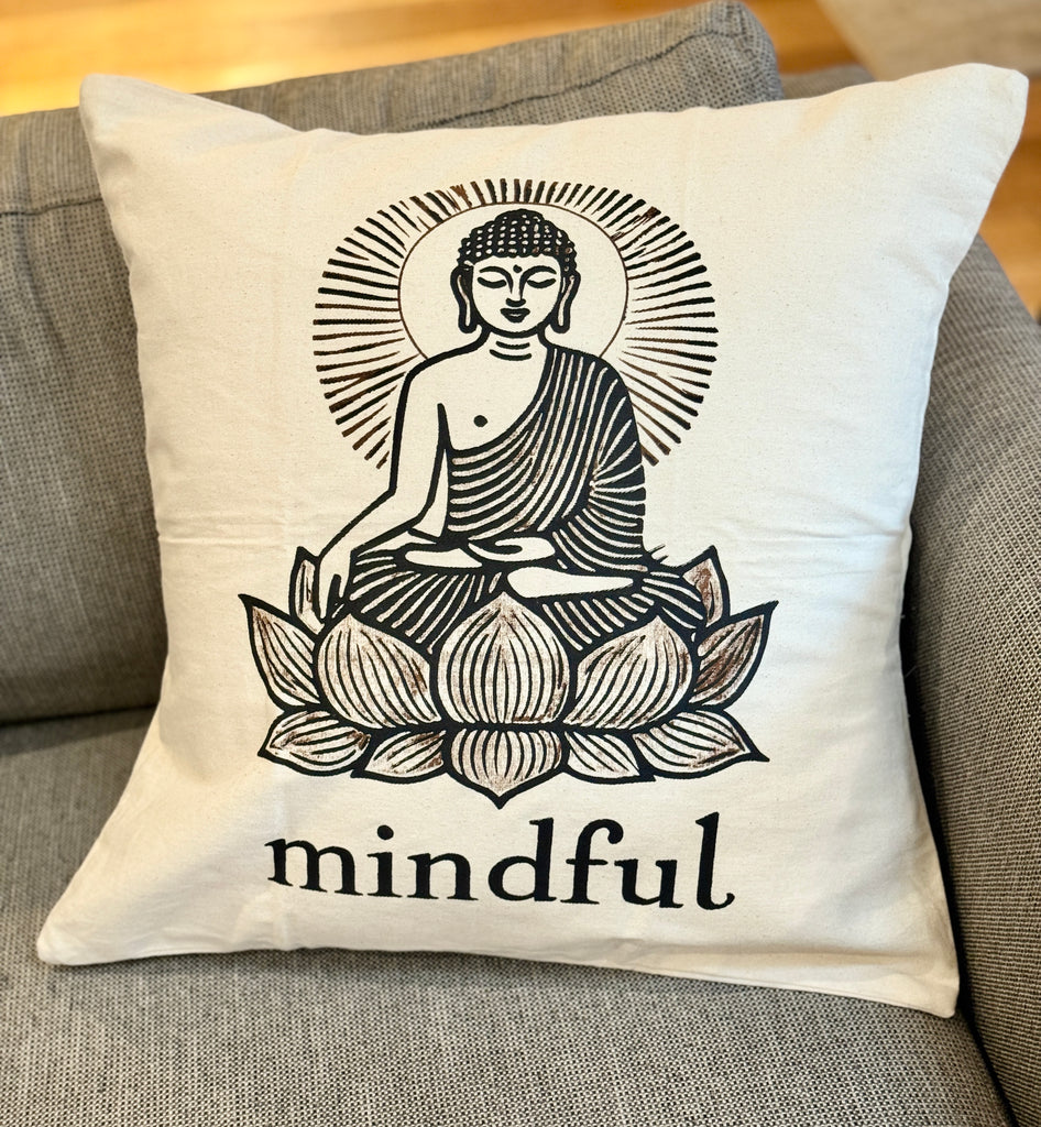 Mindful Buddha Throw Pillow, 20 x 20 - Handmade by Survivors