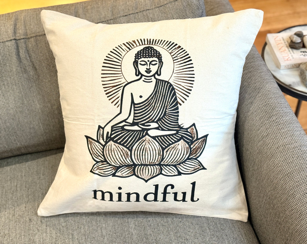 Mindful Buddha Throw Pillow, 20 x 20 - Handmade by Survivors