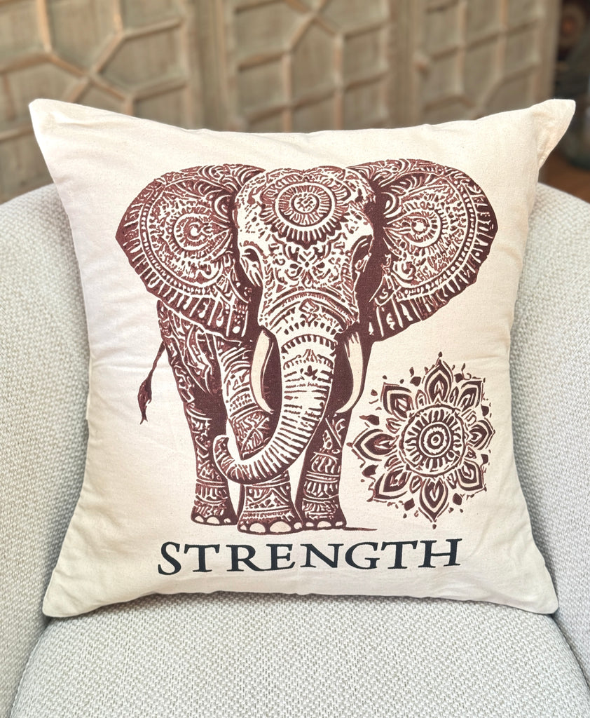 Elephant Strength Decorative Pillow Cover- 20 x 20 - Handmade by Survivors