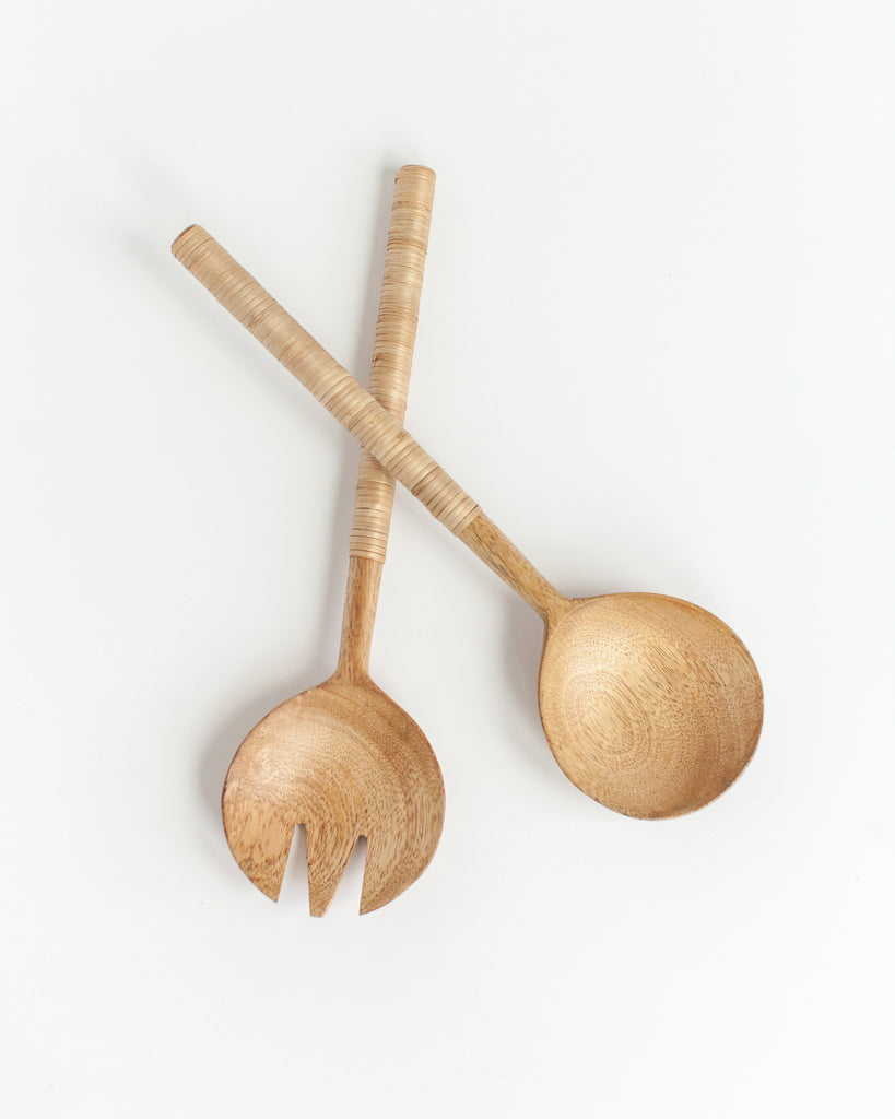 Thin Woven Mango Wood Salad Servers, Fair Trade, Ethically Made, India