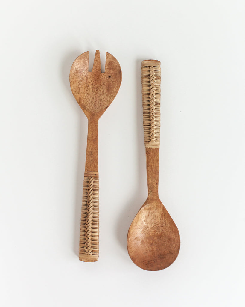 Hand Crafted, Braided Mango Wood Salad Servers, Fair Trade, India