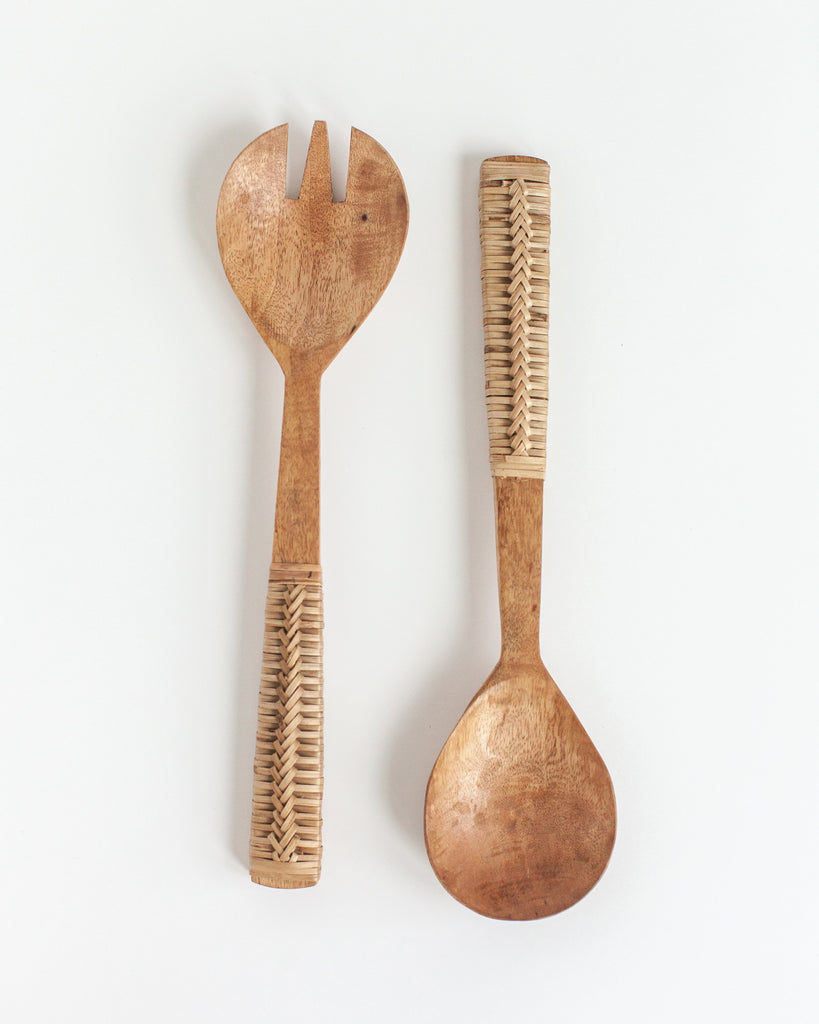 Hand Crafted, Braided Mango Wood Salad Servers, Fair Trade, India