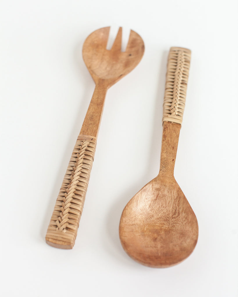 Hand Crafted, Braided Mango Wood Salad Servers, Fair Trade, India