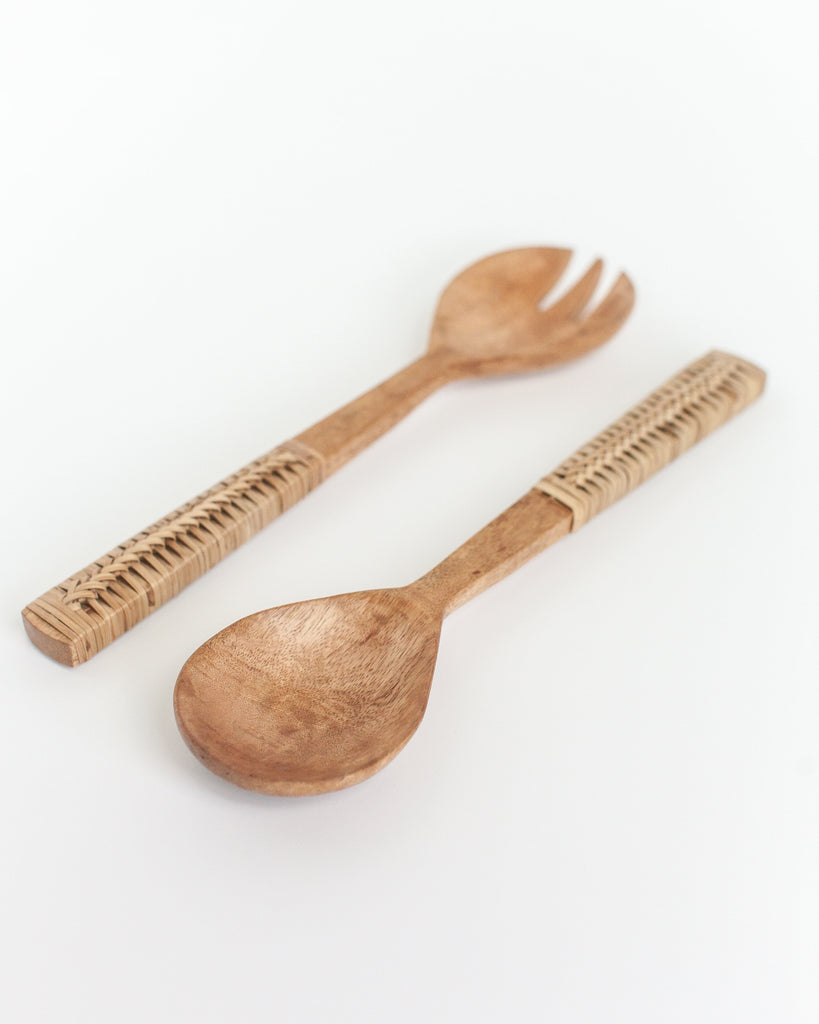 Hand Crafted, Braided Mango Wood Salad Servers, Fair Trade, India