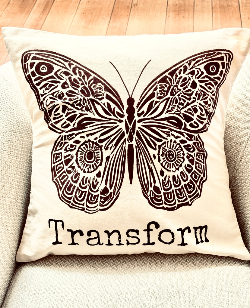 Butterfly Transform Throw Pillow, 20 x 20 - Handmade by Survivors