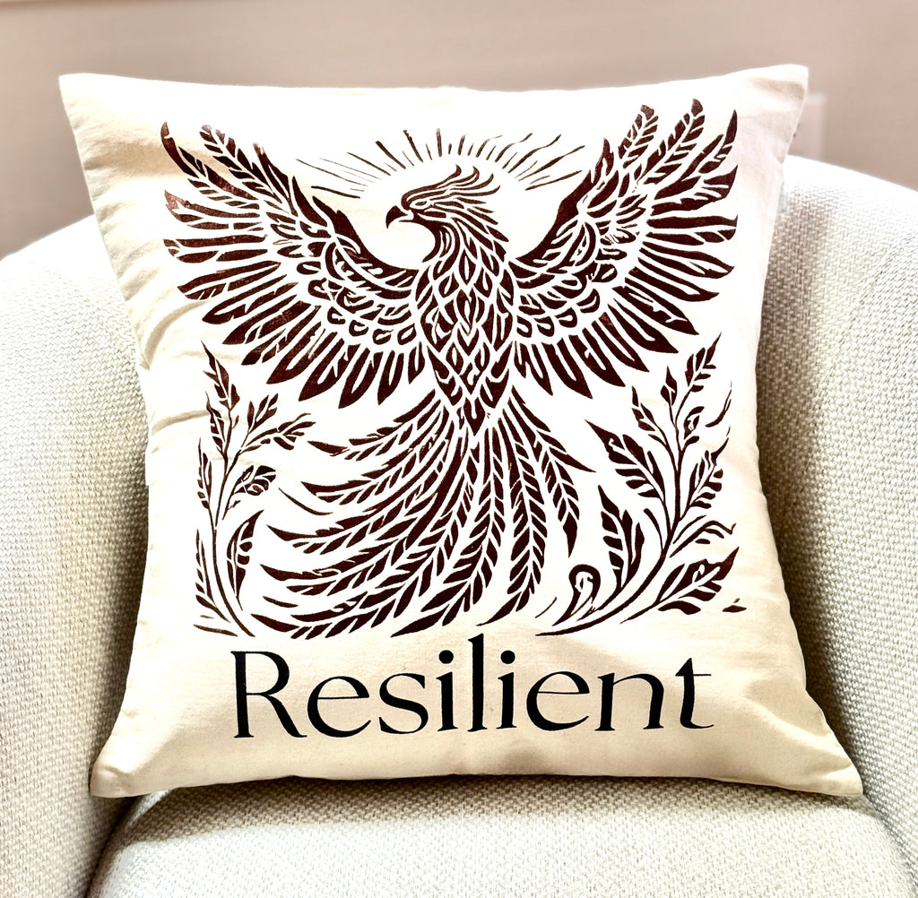 Rising Phoenix Decorative Pillow Cover- 20 x 20 - Handmade by Survivors