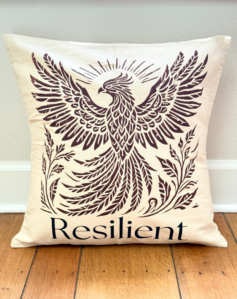 Rising Phoenix Decorative Pillow Cover- 20 x 20 - Handmade by Survivors