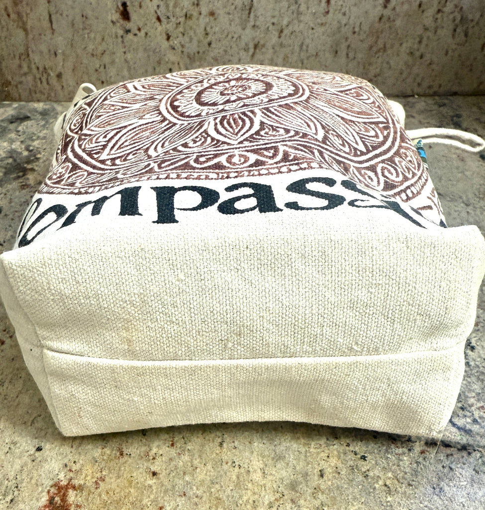 Mandala Cosmetic Bag Pouch- Peace, Kindness, Compassion - Handmade by Survivors