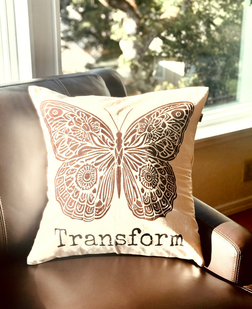 Butterfly Transform Throw Pillow, 20 x 20 - Handmade by Survivors