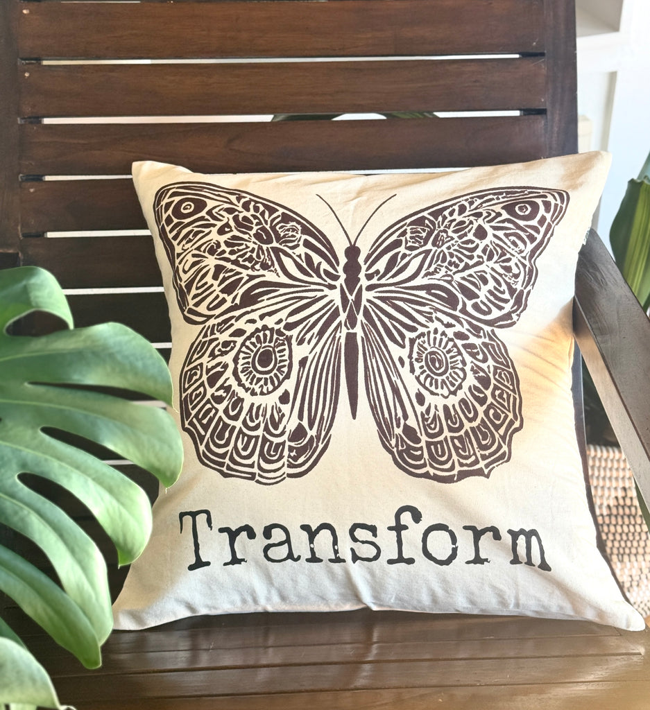 Butterfly Transform Throw Pillow, 20 x 20 - Handmade by Survivors