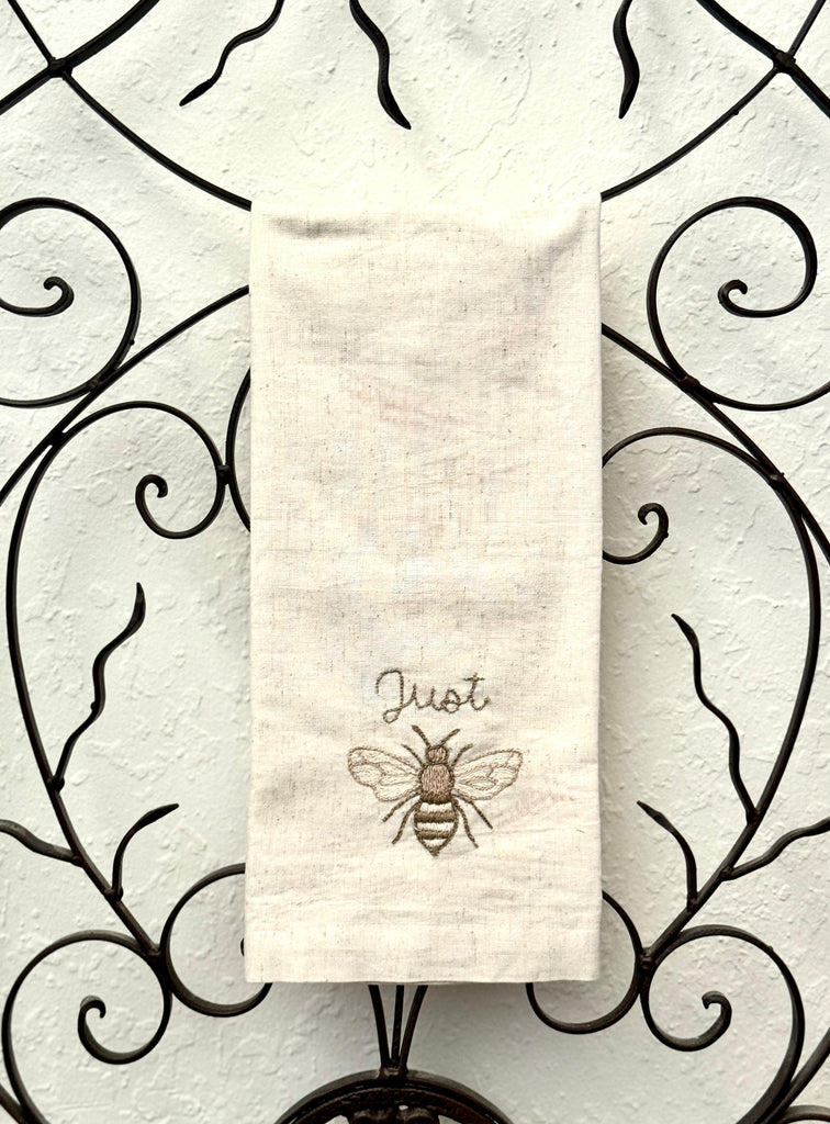 Hand-Embroidered Cotton Kitchen Bee Tea Towel – Fair trade, Handmade by Survivors