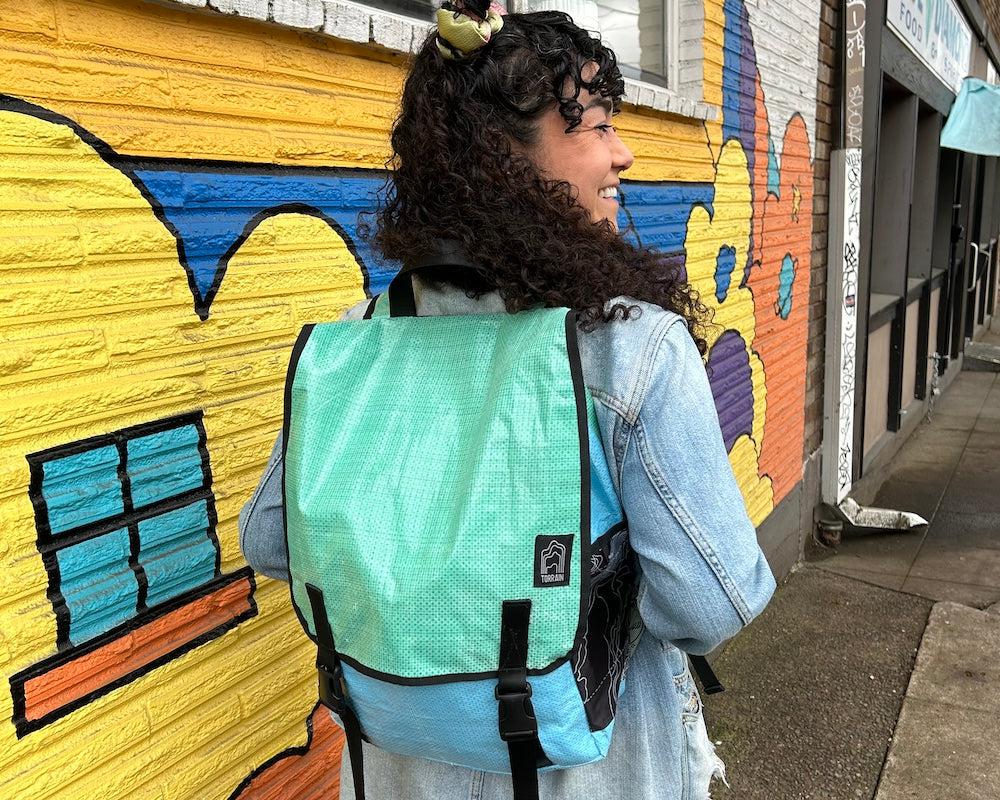 Square upcycled Backpack- Sustainable, Saves landfills