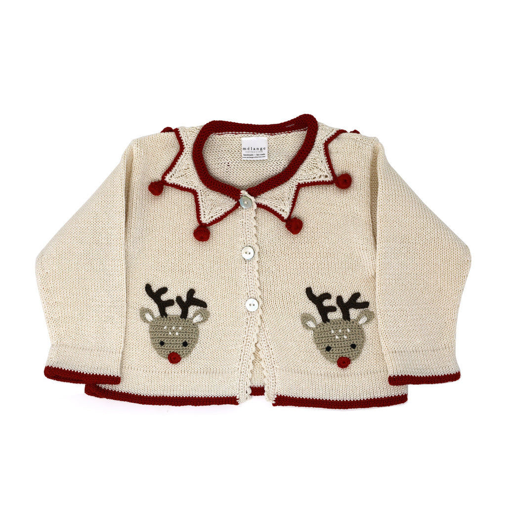 Hand Knit Reindeer Christmas Cardigan, Baby & Toddler, Fair Trade, Armenia