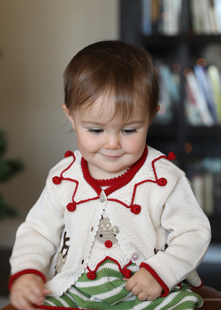 Hand Knit Reindeer Christmas Cardigan, Baby & Toddler, Fair Trade, Armenia