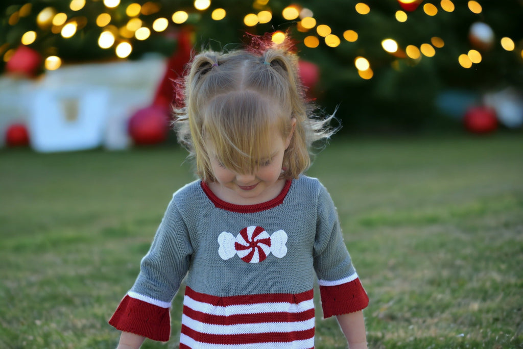 Hand Knit Christmas Peppermint Candy Dress for Babies & Toddlers, Fair Trade, Armenia