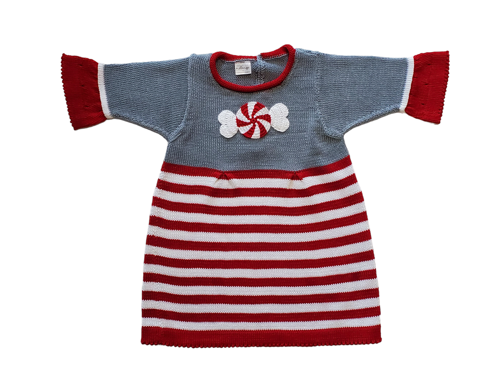 Hand Knit Christmas Peppermint Candy Dress for Babies & Toddlers, Fair Trade, Armenia