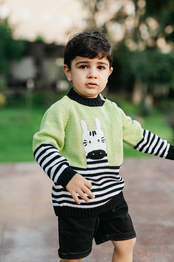 Hand Knit Baby & Toddler Zebra Sweater, Fair Trade, Supports Armenian Women