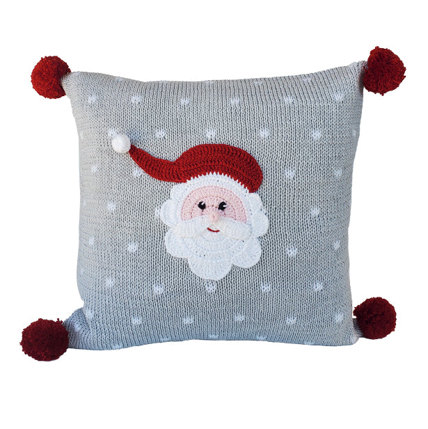 10" x 10" Grey Santa Pillow, Fair Trade