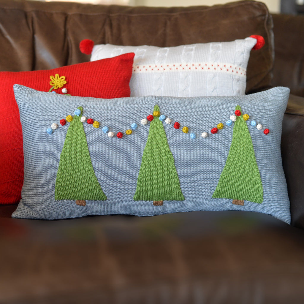 Handmade Three Tree Lumbar Christmas Pillow, Fair Trade, Armenia