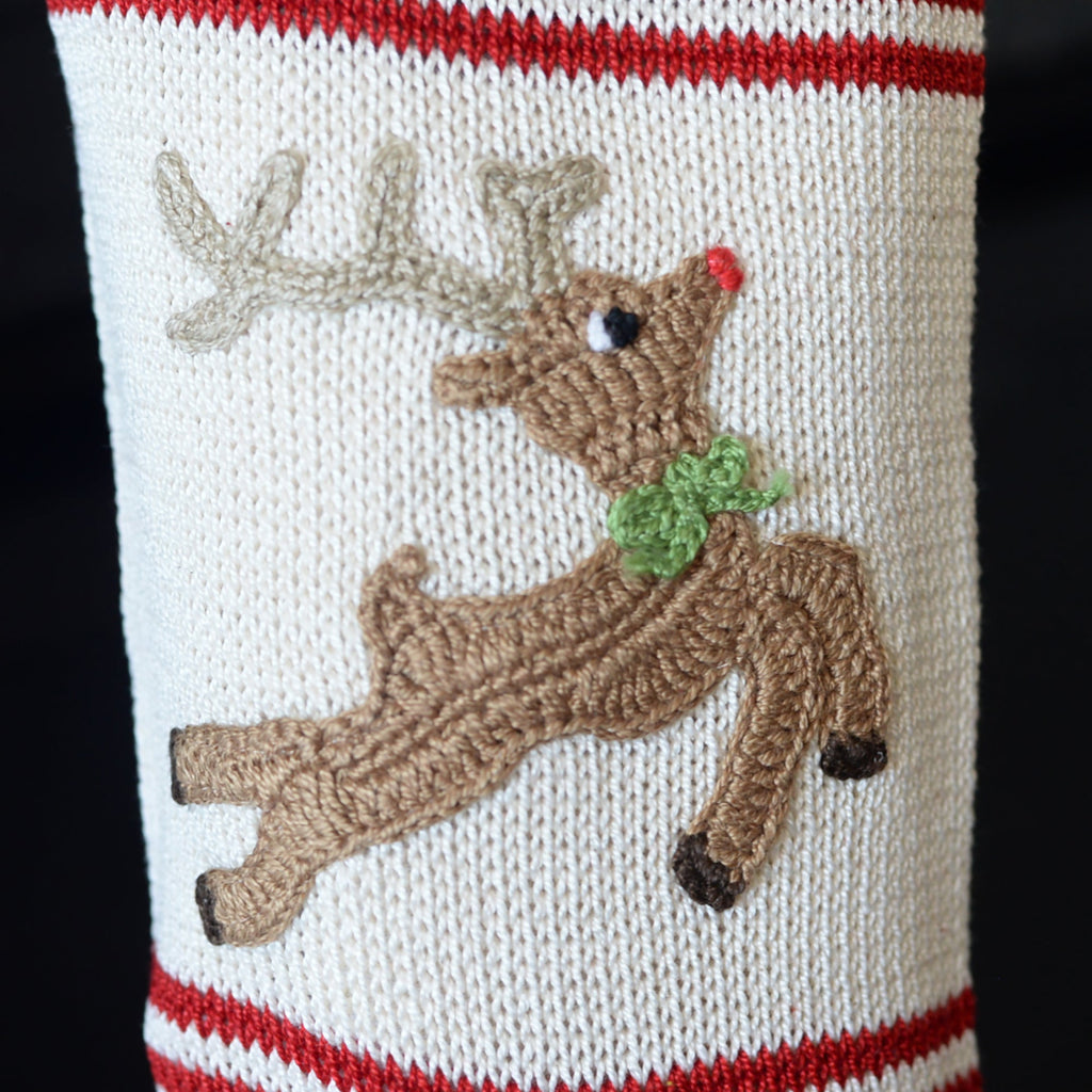 Handmade 18" Reindeer Christmas Stocking, Fair Trade from Armenia