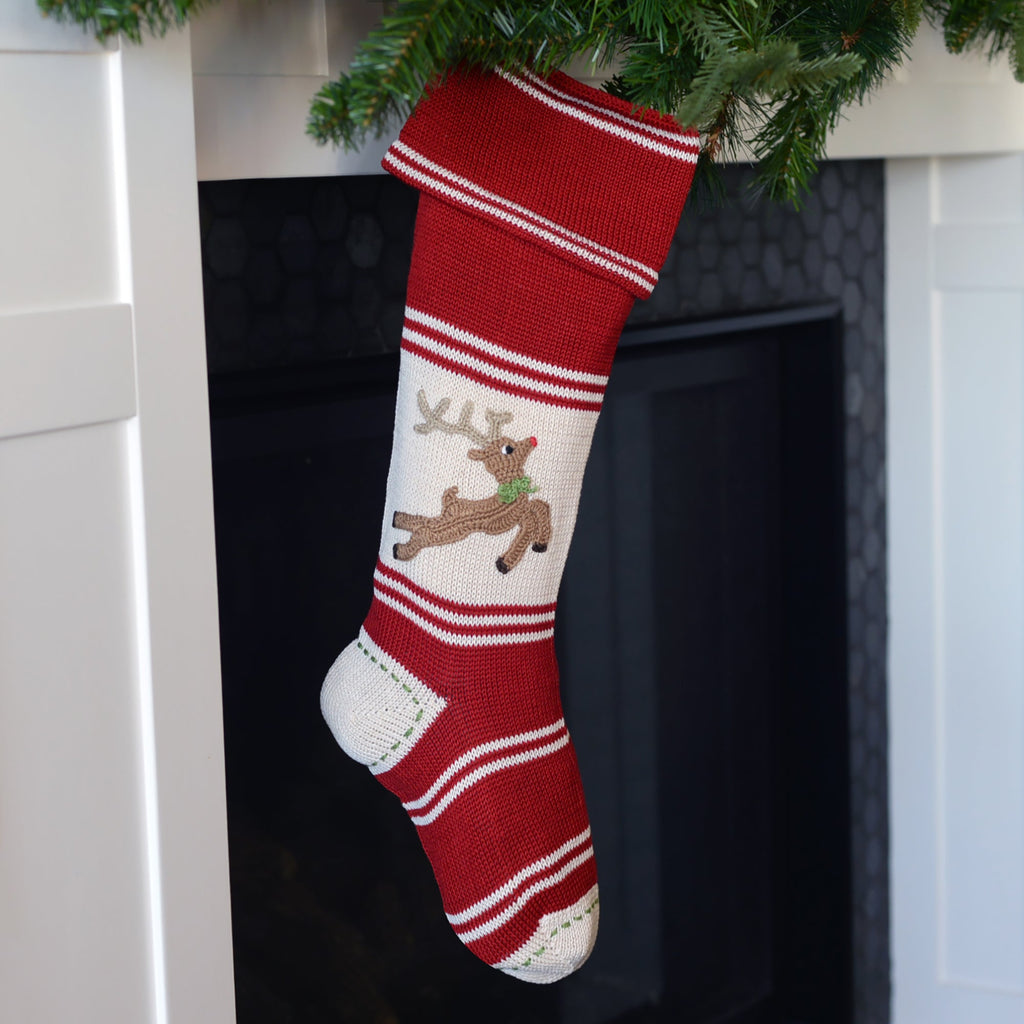 Handmade 18" Reindeer Christmas Stocking, Fair Trade from Armenia