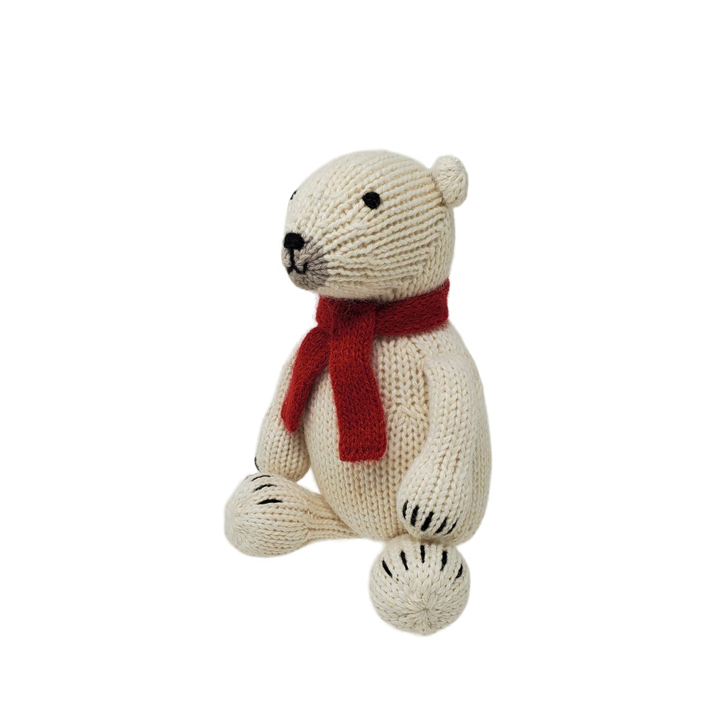 Hand Knit Polar Bear Stuffed Animal, Fair Trade, Peru