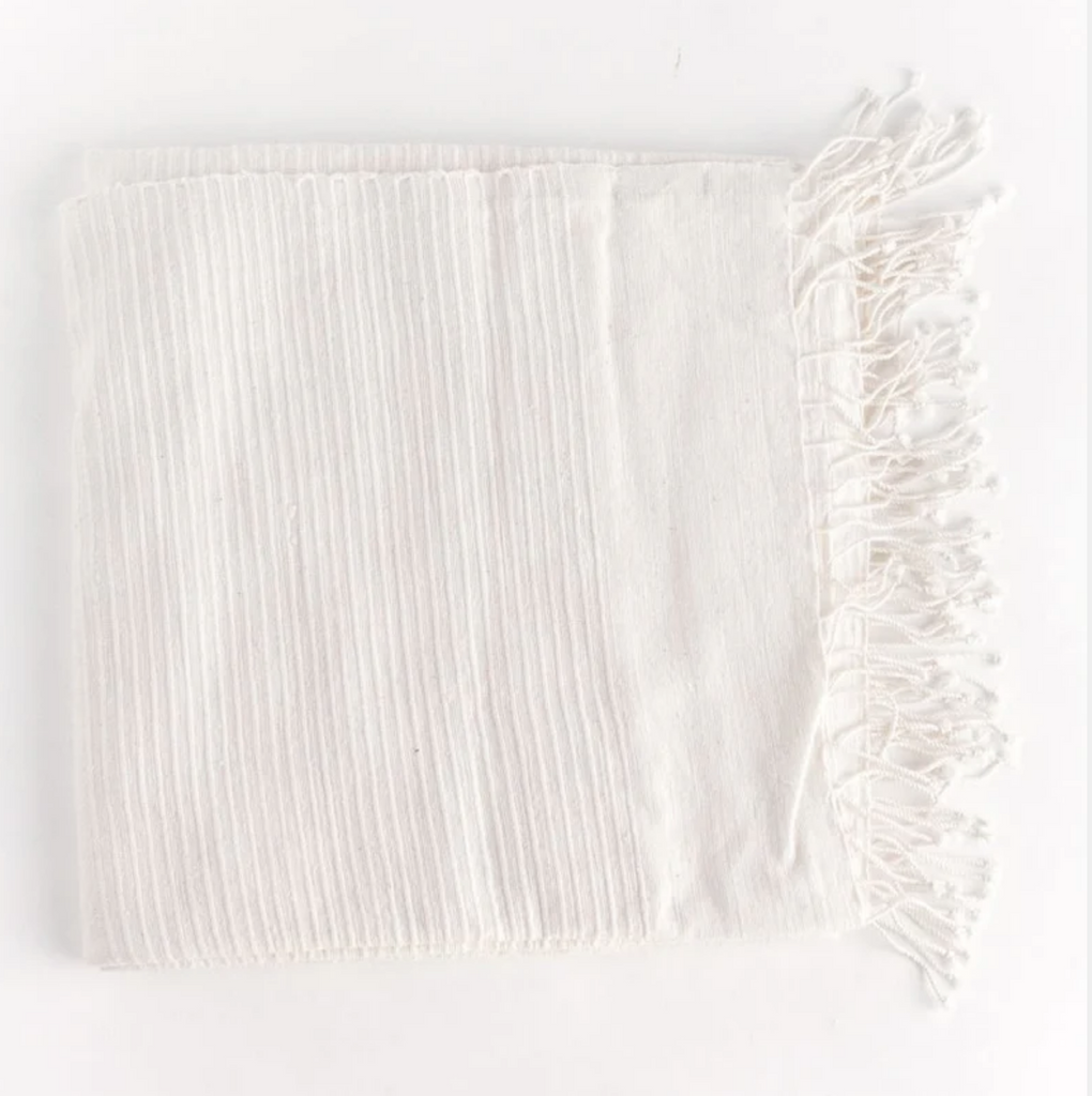 Hand woven Ethiopian Cotton Tablecloth in Blush or Natural- 50x50", 96x54" - Eco-Friendly, Fair Trade