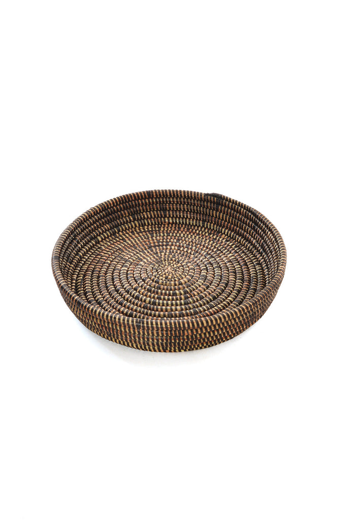 Set of Three Handwoven, Dark Brown Nesting Basket Trays, Fair Trade, Senegal