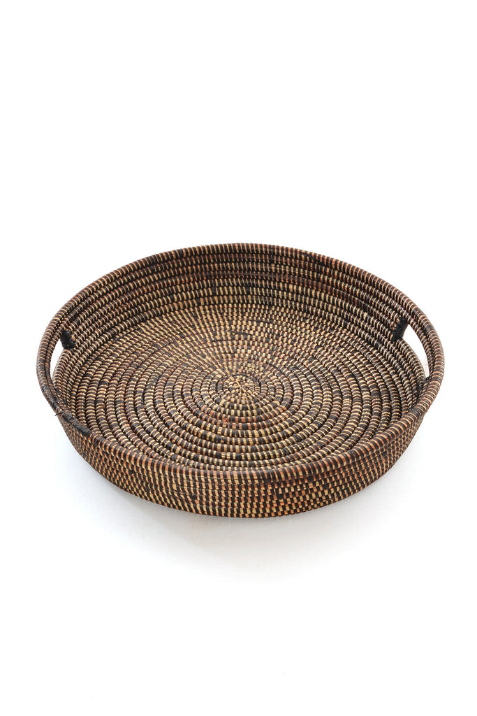 Set of Three Handwoven, Dark Brown Nesting Basket Trays, Fair Trade, Senegal