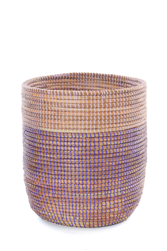 Set of 3 Hand Woven Lavender Mixed Storage Baskets, Fair Trade, Senegal