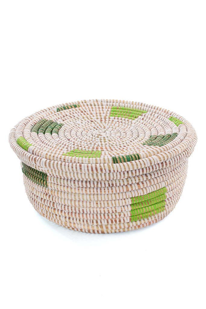 3 Handwoven, Large Mixed Green Storage Baskets, Fair Trade, Senegal