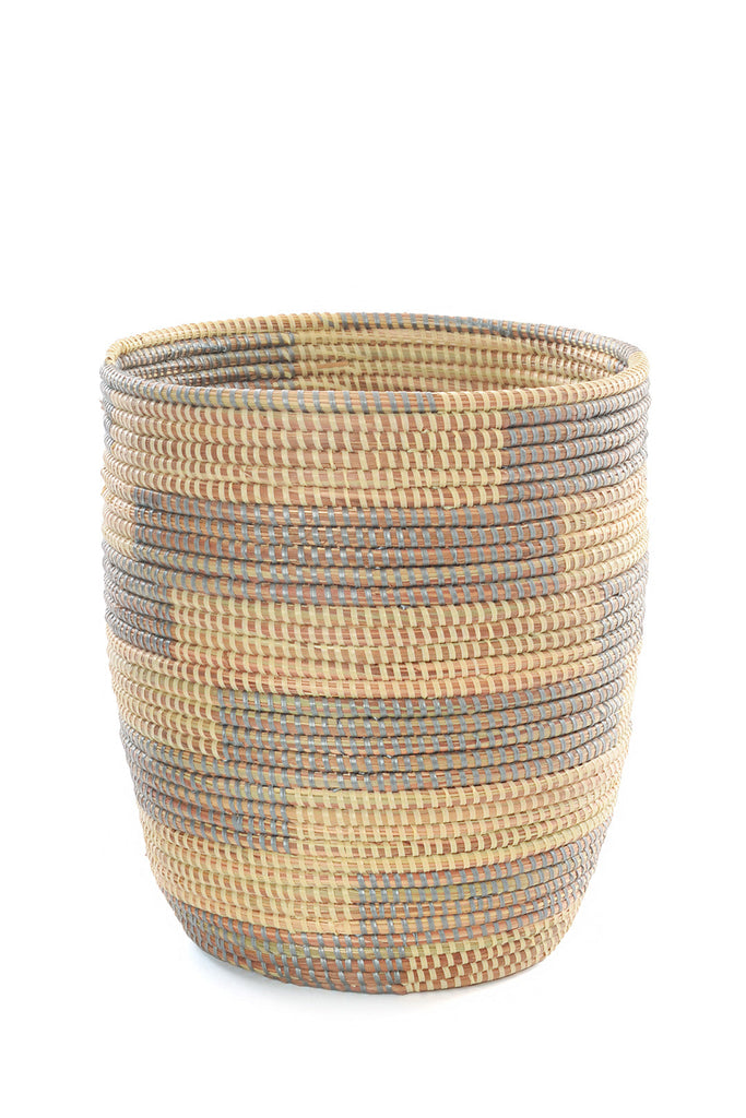 Three-Piece Hand Woven Silver & Cream Mixed Sized Basket Set, Fair Trade, Senegal