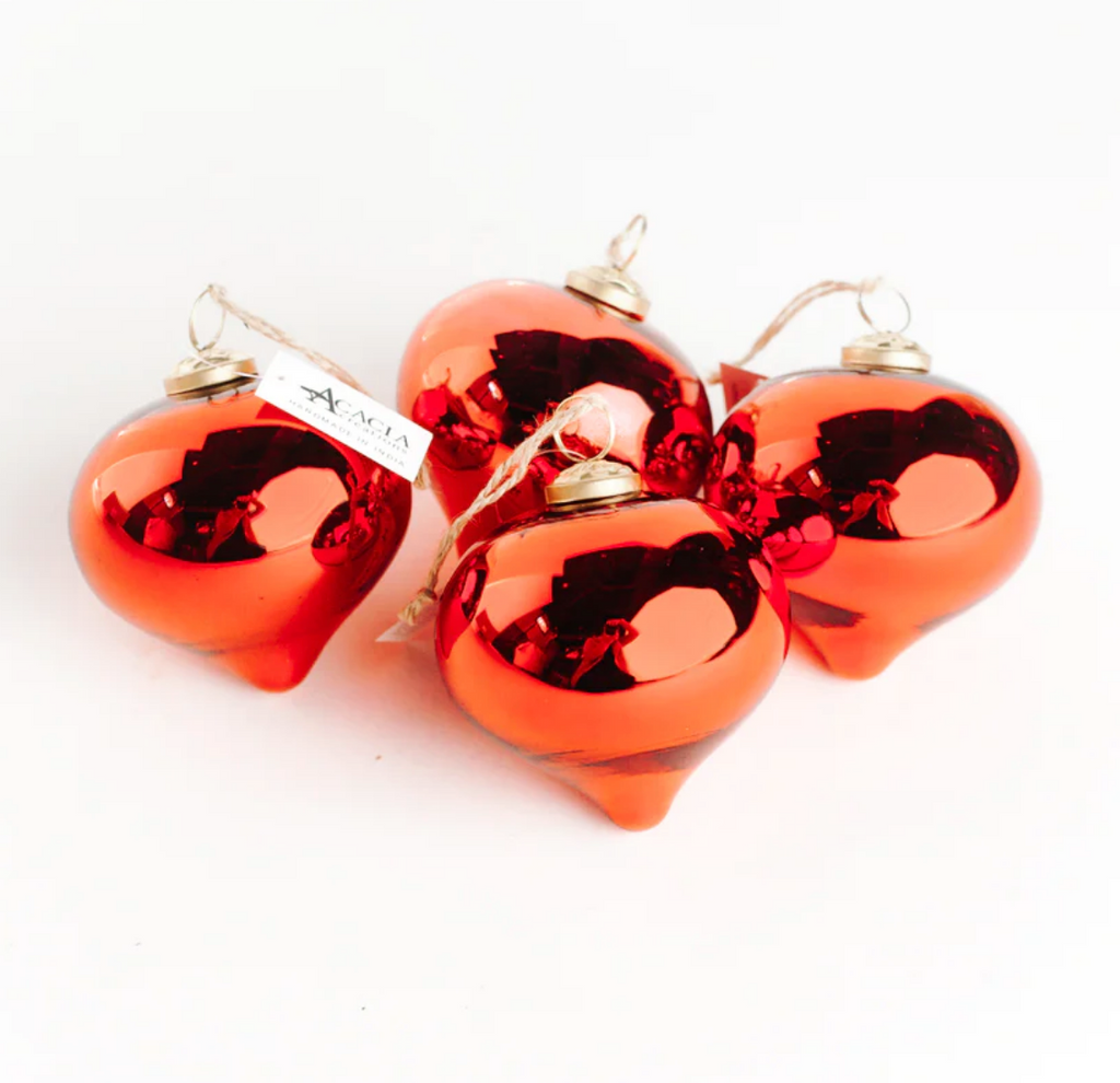 4 Hand Blown Glass ornaments - Fair Trade