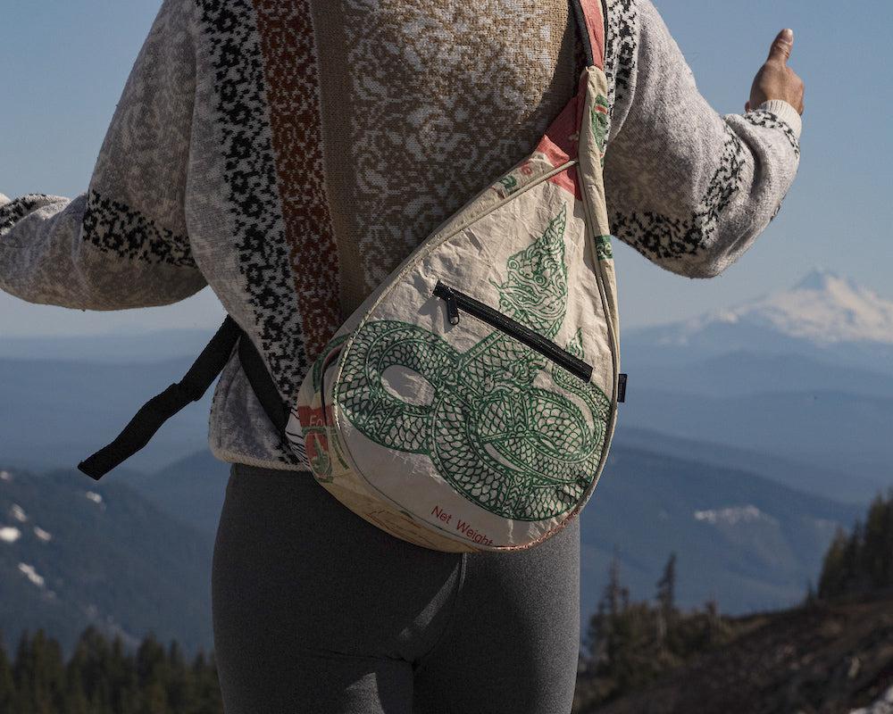 Upcycled Sling Backpack- Sustainable, Saves Landfills, Cambodia