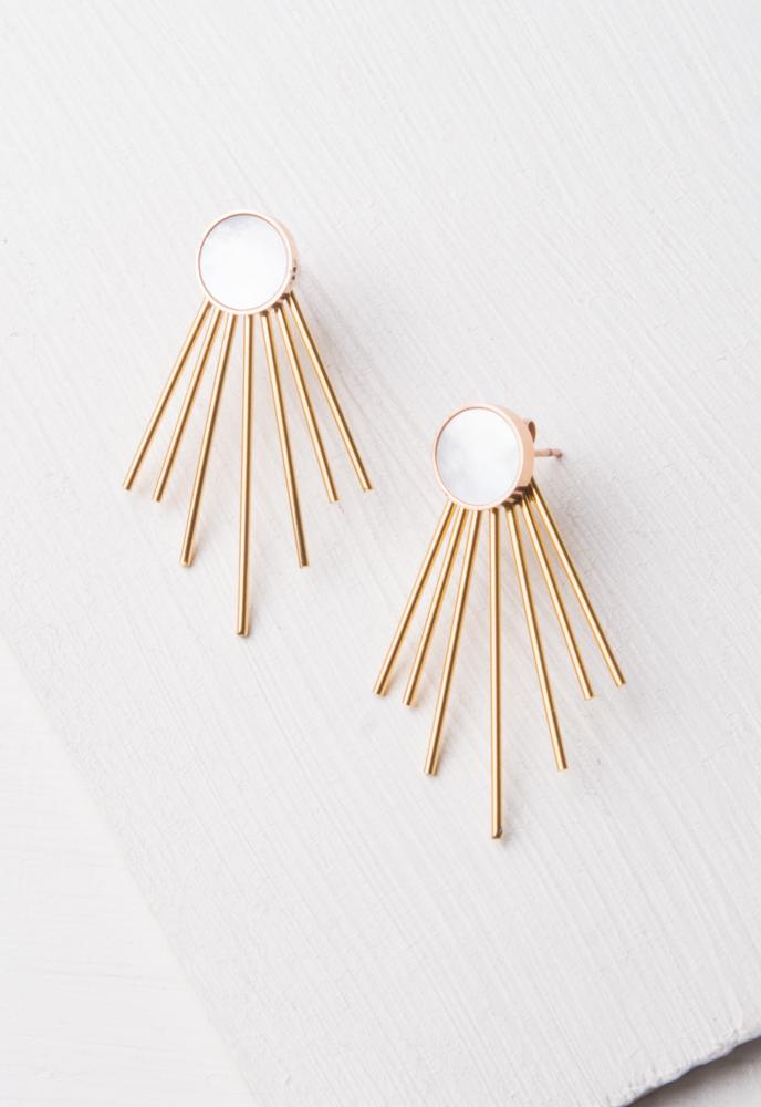 Mother of Pearl Gold Stud & Fringe Earrings, Give Freedom & Hope To Women!