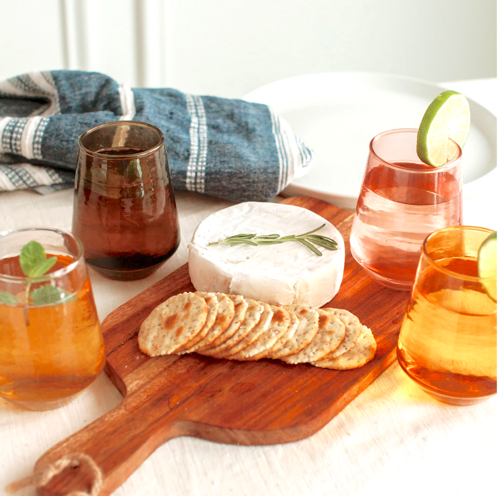 Handblown Hammered Glass Water Tumbler Glasses, Recycled, Ethically Made