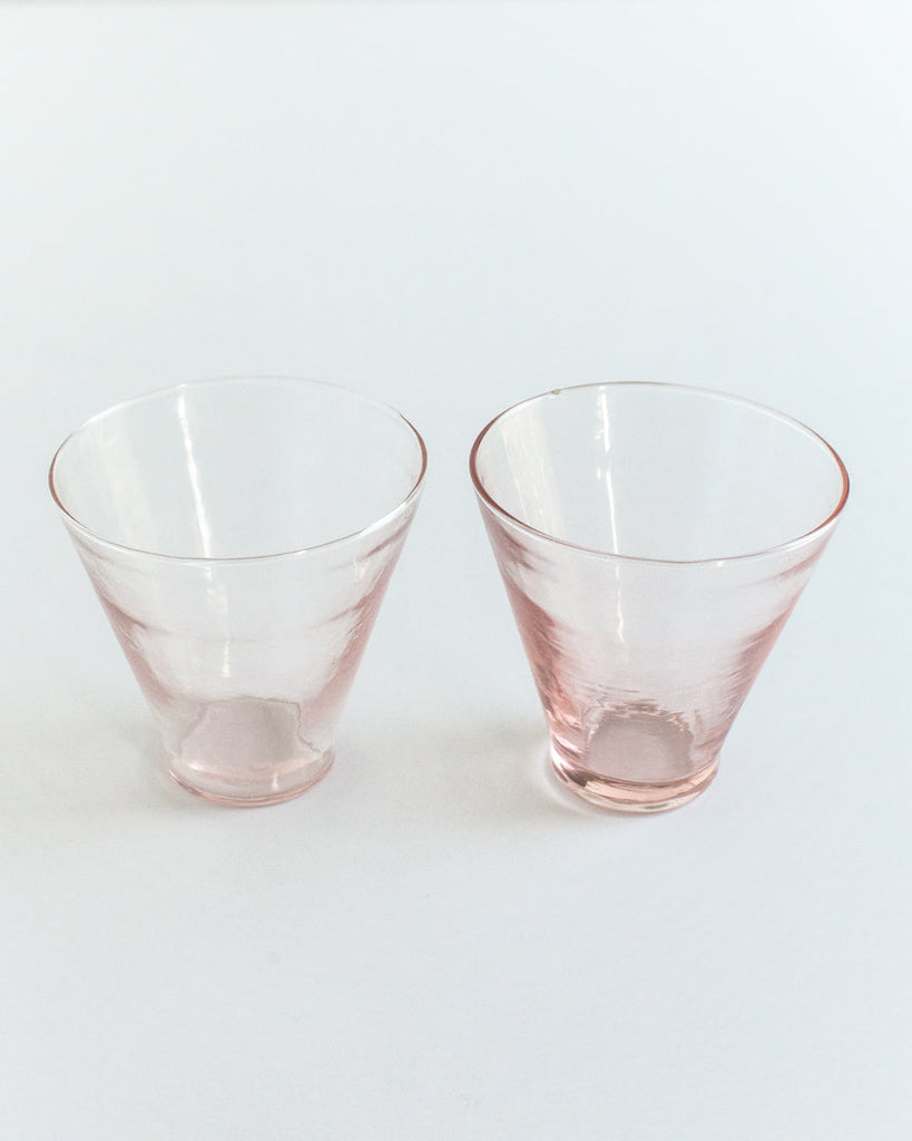 Pair of Hand Blown, Hammered Coupe Glass Dessert Cups, Recycled, Made in India