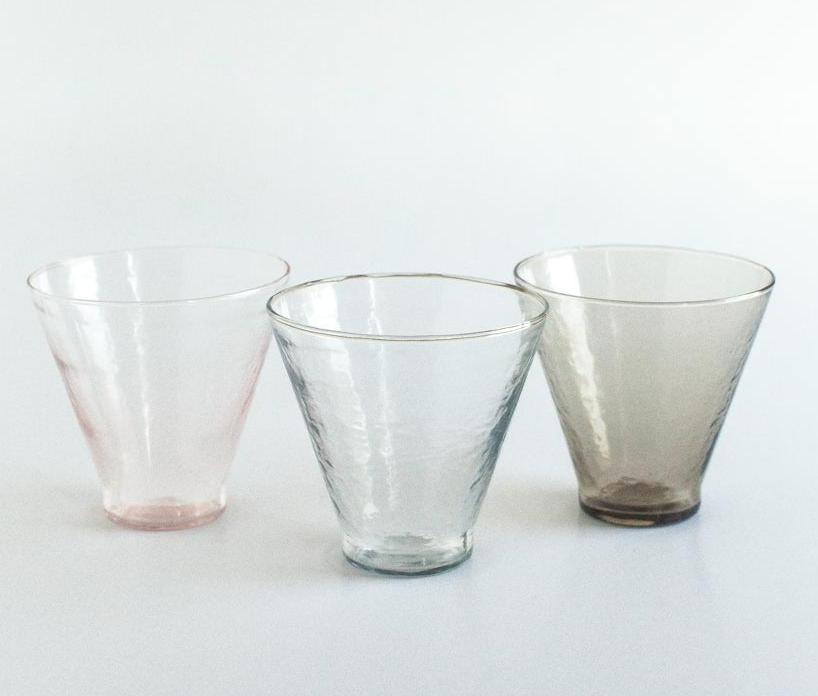 Pair of Hand Blown, Hammered Coupe Glass Dessert Cups, Recycled, Made in India