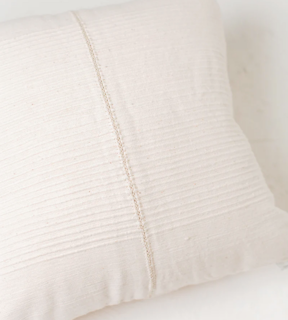 18" Hand Woven, Hand Stitched, Grey, White & Navy Throw Pillow, Ethiopian Cotton, Fair Trade