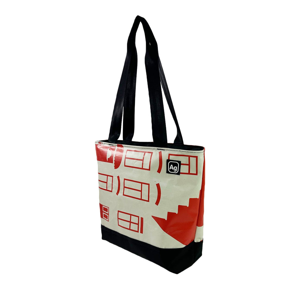 Upcycled Billboard Zipper Top Tote Bag - Medium, Sustainable