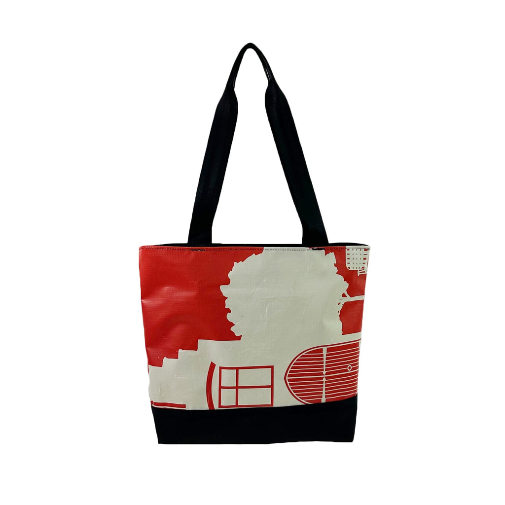 Upcycled Billboard Zipper Top Tote Bag - Medium, Sustainable