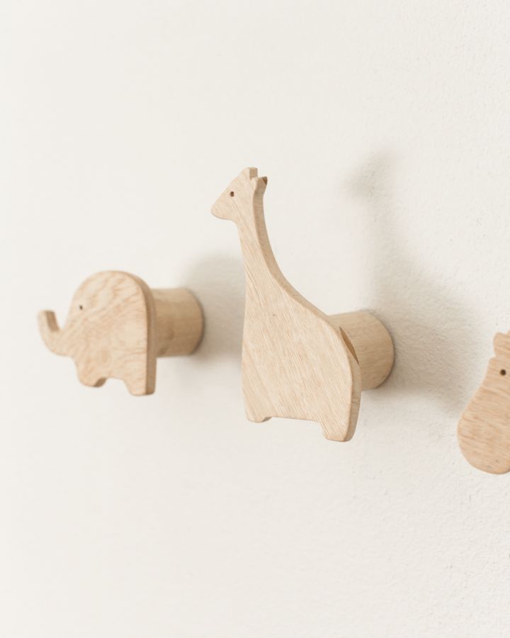 Hand Carved Animal Wall Hooks for Baby's Room, Fair Trade, Kenya