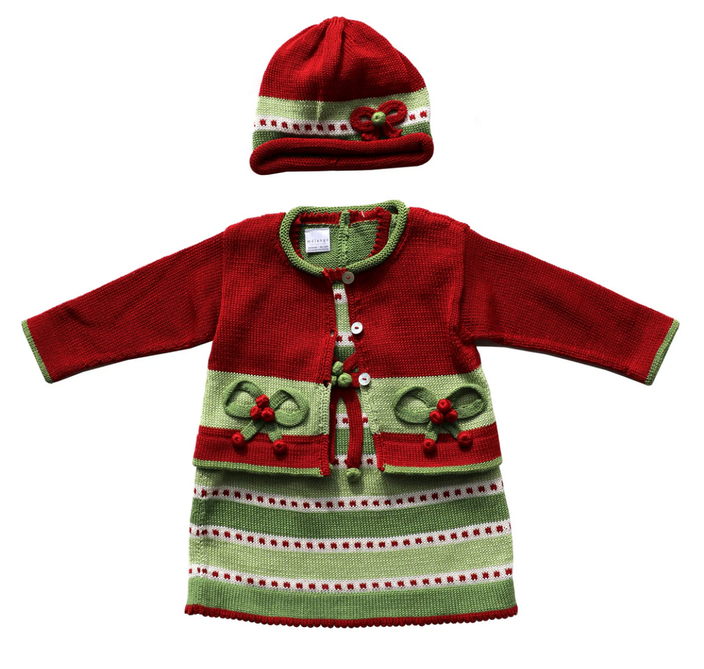 Hand-Knit Christmas Bows Red Cardigan, Baby & Toddler, Fair Trade, Armenia