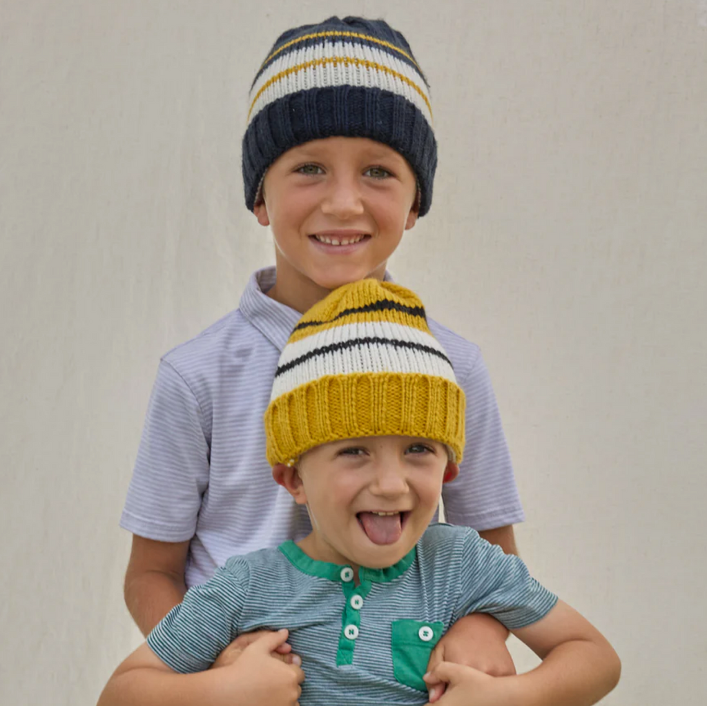 Hand Knit Striped Kids Beanie Hat-Fair Trade, Uganda