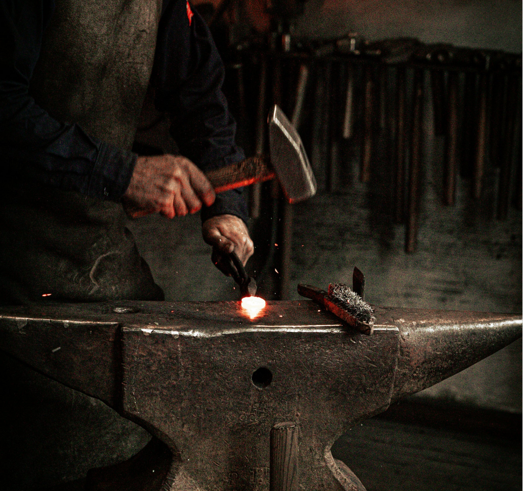 Hand-Forged Tall Iron Candle Sticks - Set of 2, Black or Brass, Fair Trade from India